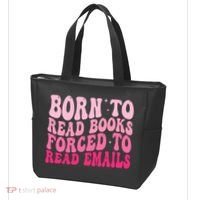 Born To Read Books Forced To Read Emails Groovy Reading  Tote Bag thumb 3