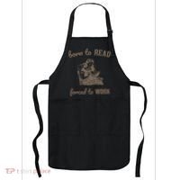 Born To Read Forced To Work Retro Apron thumb 0