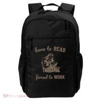 Born To Read Forced To Work Retro Backpack thumb 0