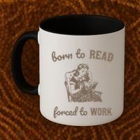 Born To Read Forced To Work Retro Coffee Mug thumb 2