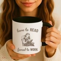Born To Read Forced To Work Retro Coffee Mug thumb 3