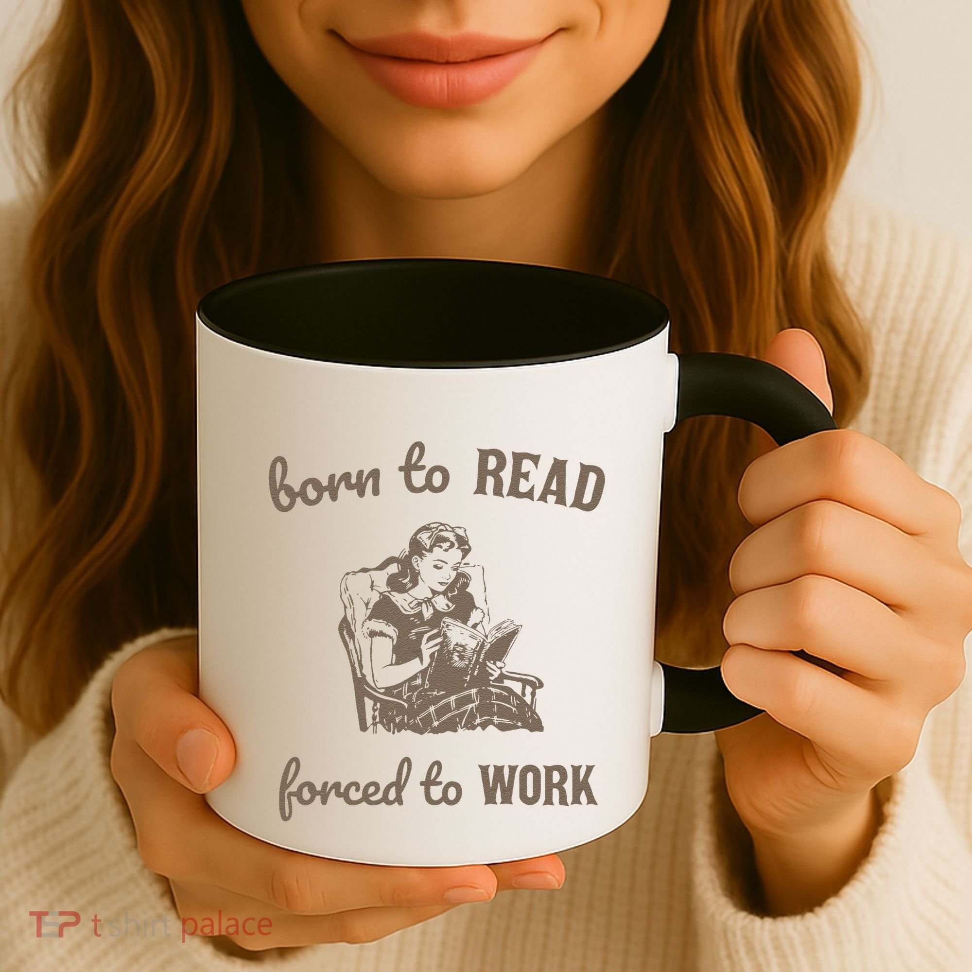 Born To Read Forced To Work Retro Coffee Mug