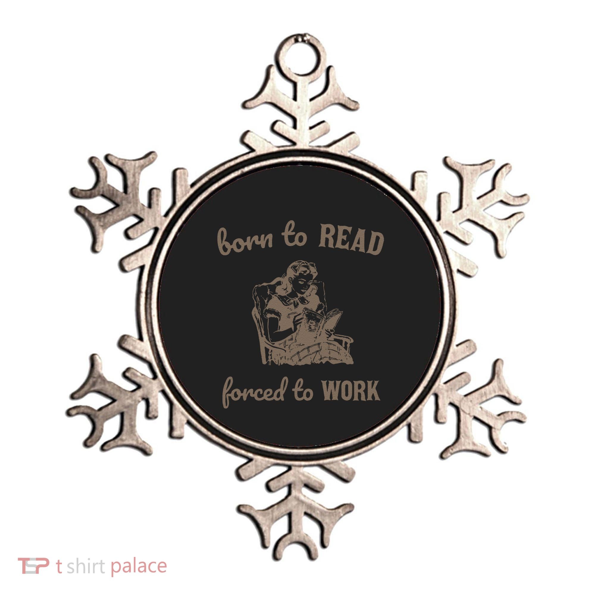 Born To Read Forced To Work Retro Ornament