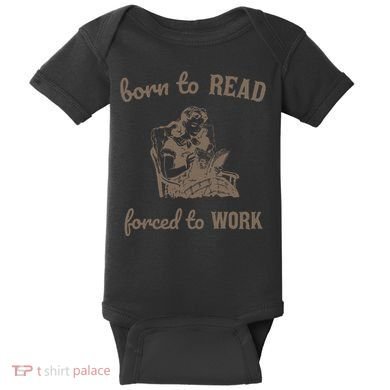 Born To Read Forced To Work Retro Baby Bodysuit