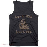 Born To Read Forced To Work Retro Tank Top thumb 0