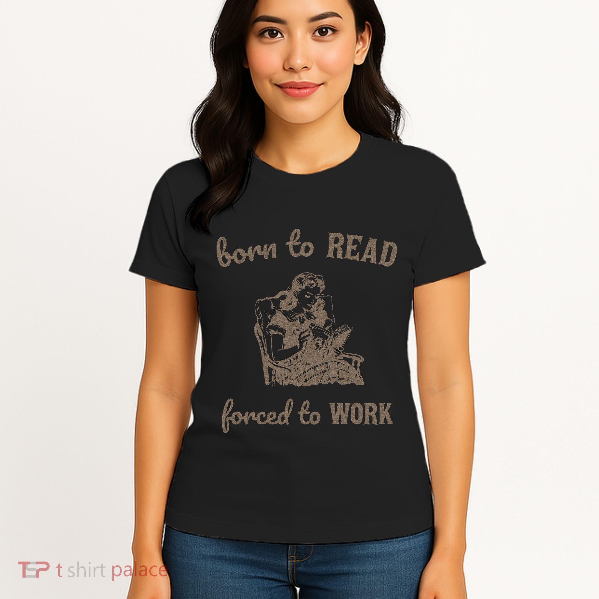 Born To Read Forced To Work Retro Women's T-Shirt