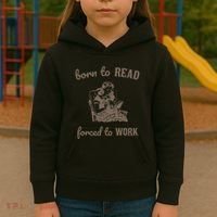 Born To Read Forced To Work Retro Kids Hoodie thumb 3