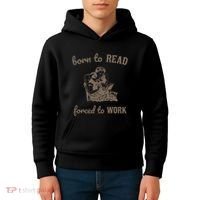 Born To Read Forced To Work Retro Kids Hoodie thumb 4
