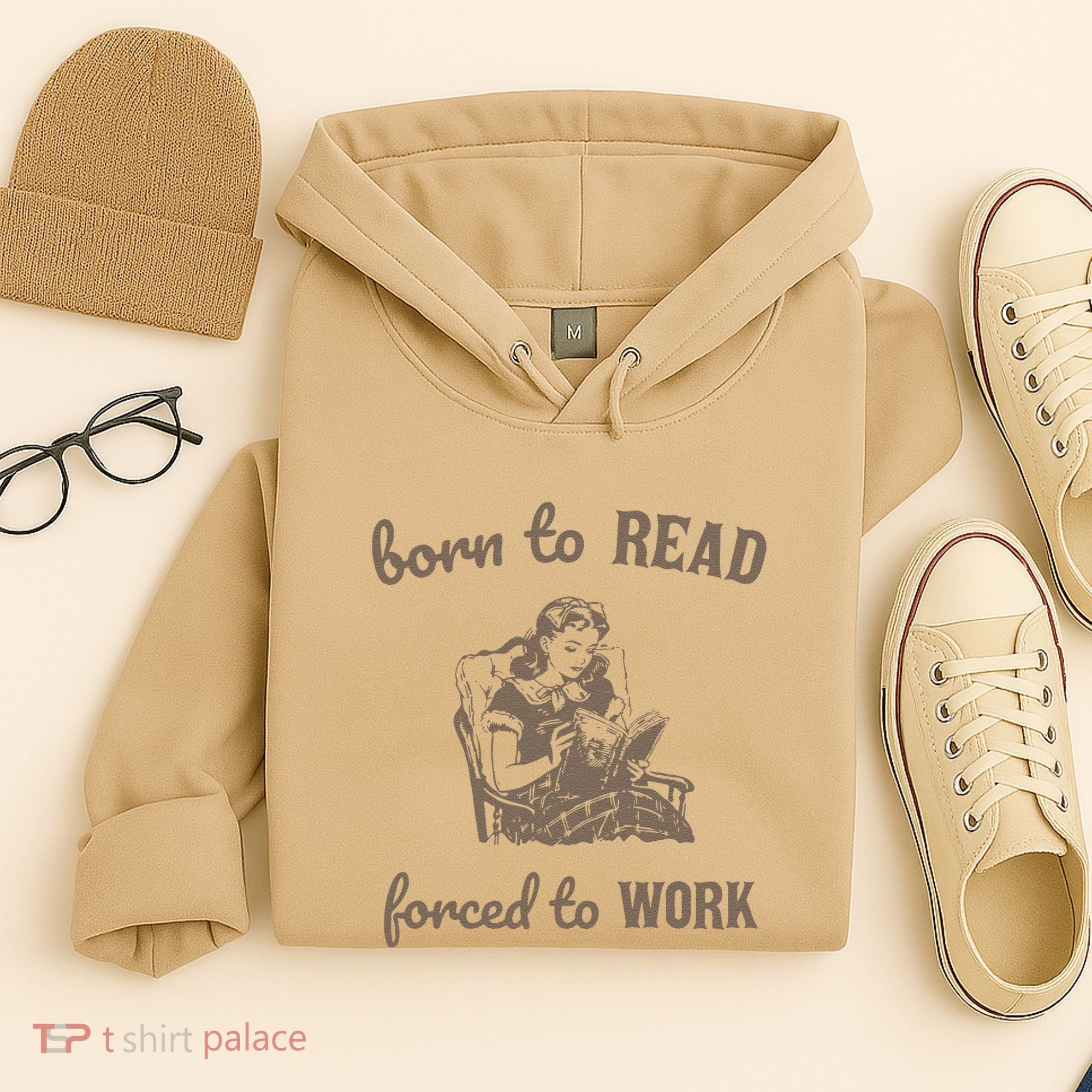 Born To Read Forced To Work Retro Hoodie
