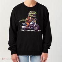 Biker T Rex On Motor Bike Dinosaur T Rex Riding Motorcycle Women's Sweatshirt thumb 0