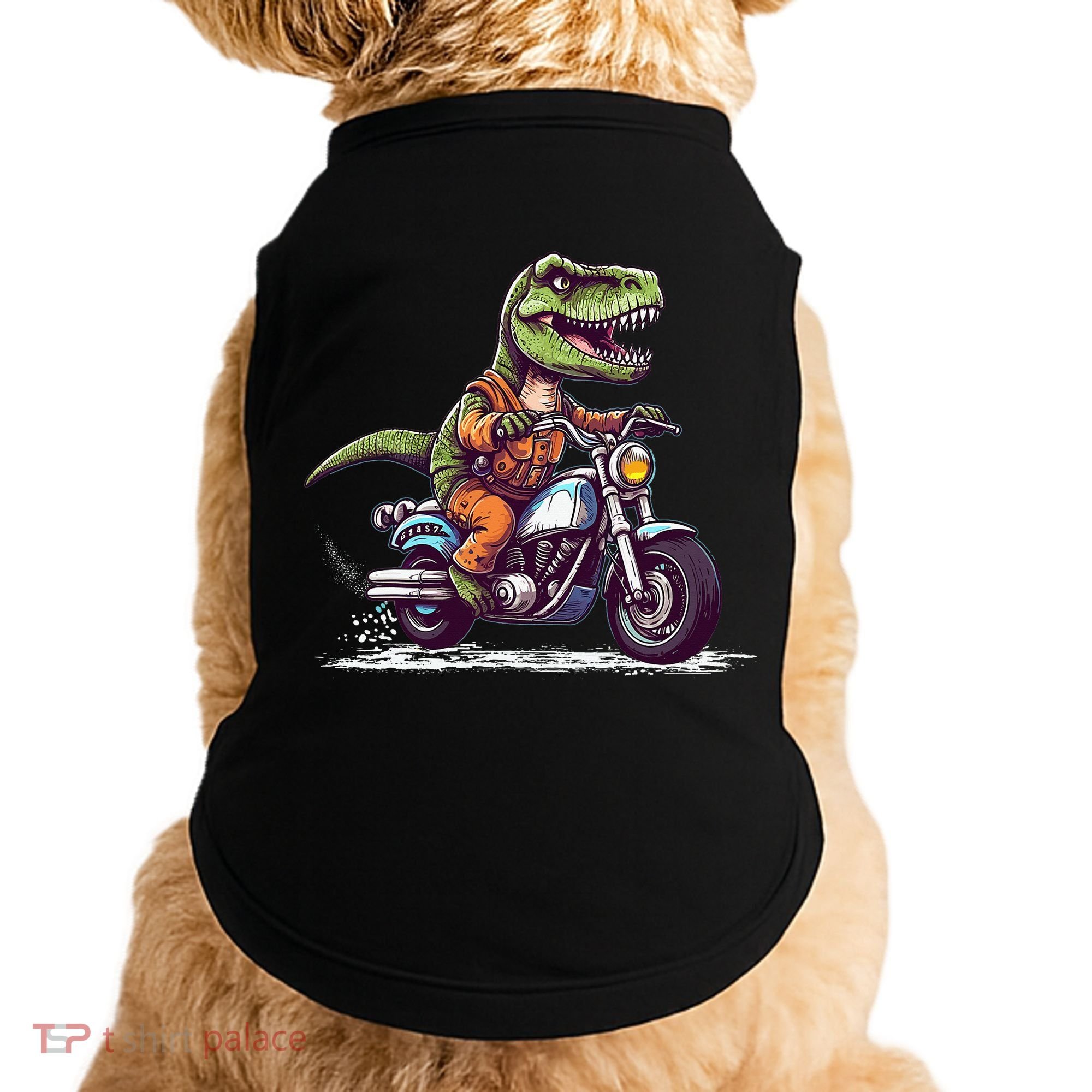 Biker T Rex On Motor Bike Dinosaur T Rex Riding Motorcycle Doggie Tank
