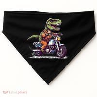 Biker T Rex On Motor Bike Dinosaur T Rex Riding Motorcycle USA-Made Doggie Bandana thumb 0