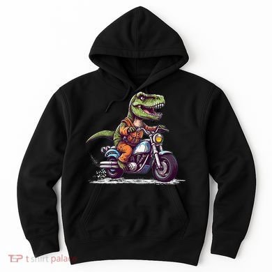 Biker T Rex On Motor Bike Dinosaur T Rex Riding Motorcycle Hoodie