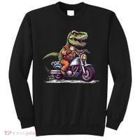 Biker T Rex On Motor Bike Dinosaur T Rex Riding Motorcycle Sweatshirt thumb 0