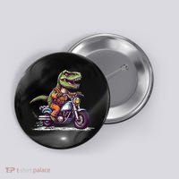 Biker T Rex On Motor Bike Dinosaur T Rex Riding Motorcycle Button thumb 0