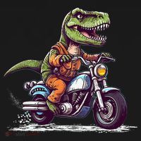 Biker T Rex On Motor Bike Dinosaur T Rex Riding Motorcycle Women's Hoodie thumb 2