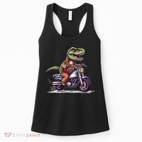 Biker T Rex On Motor Bike Dinosaur T Rex Riding Motorcycle Women's Tank Top thumb 0