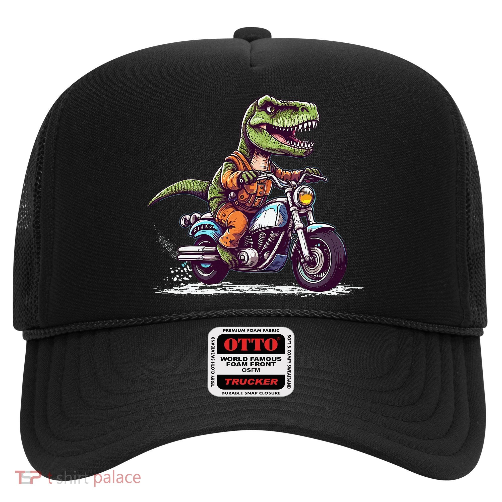 Biker T Rex On Motor Bike Dinosaur T Rex Riding Motorcycle Hat