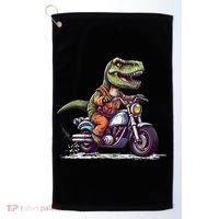 Biker T Rex On Motor Bike Dinosaur T Rex Riding Motorcycle Golf Towel thumb 0