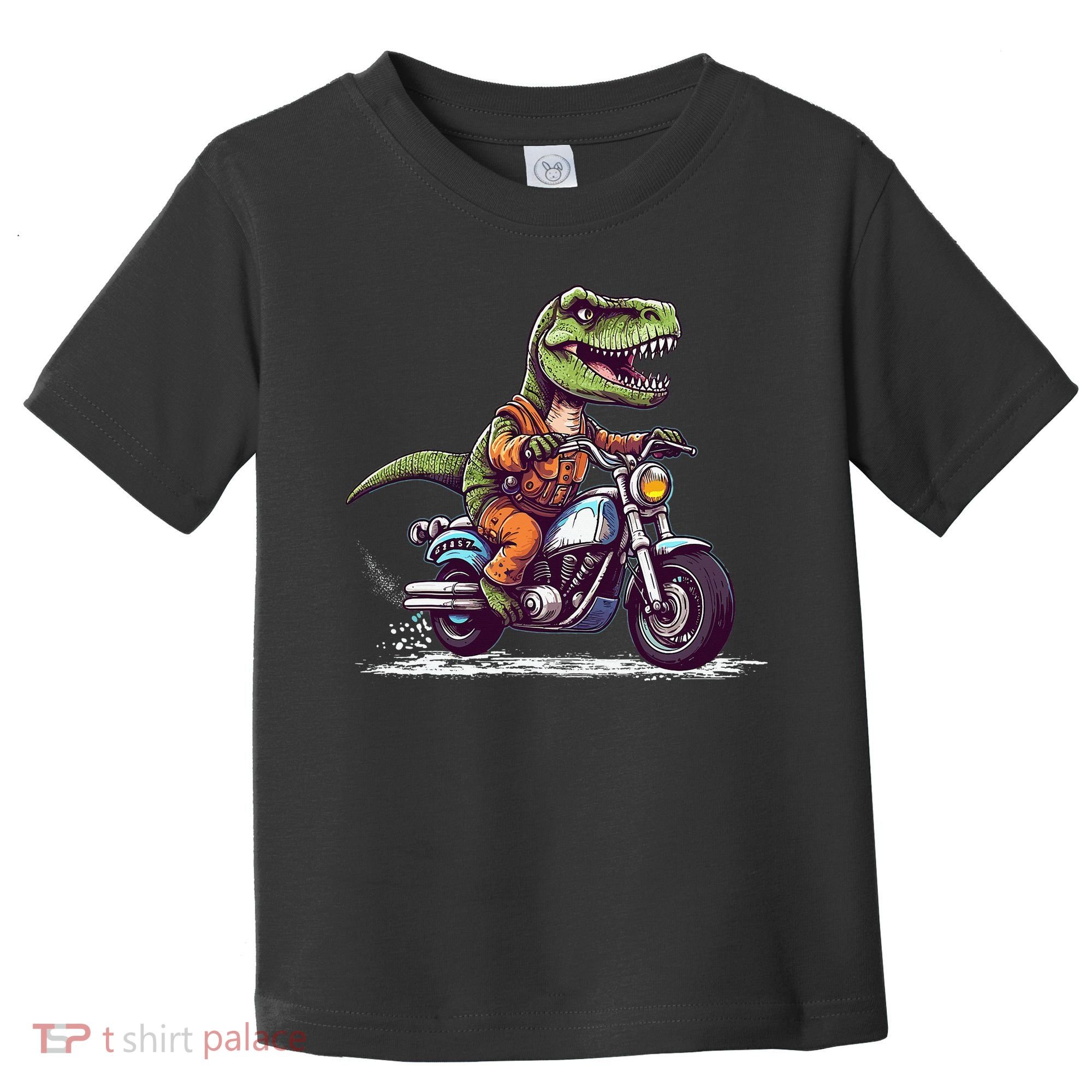 Biker T Rex On Motor Bike Dinosaur T Rex Riding Motorcycle Toddler T-Shirt