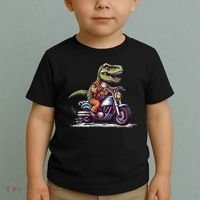 Biker T Rex On Motor Bike Dinosaur T Rex Riding Motorcycle Toddler T-Shirt thumb 2