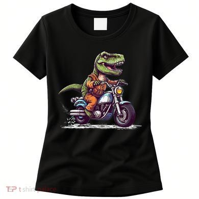 Biker T Rex On Motor Bike Dinosaur T Rex Riding Motorcycle Women's T-Shirt