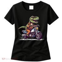 Biker T Rex On Motor Bike Dinosaur T Rex Riding Motorcycle Women's T-Shirt thumb 0