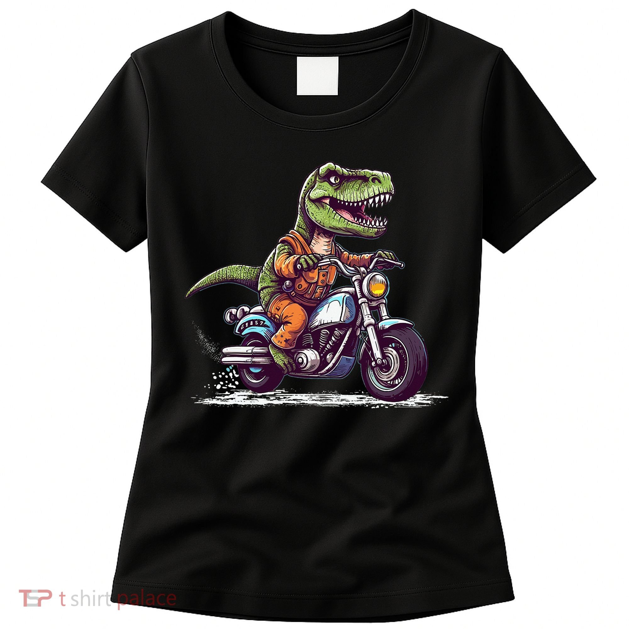 Biker T Rex On Motor Bike Dinosaur T Rex Riding Motorcycle Women's T-Shirt
