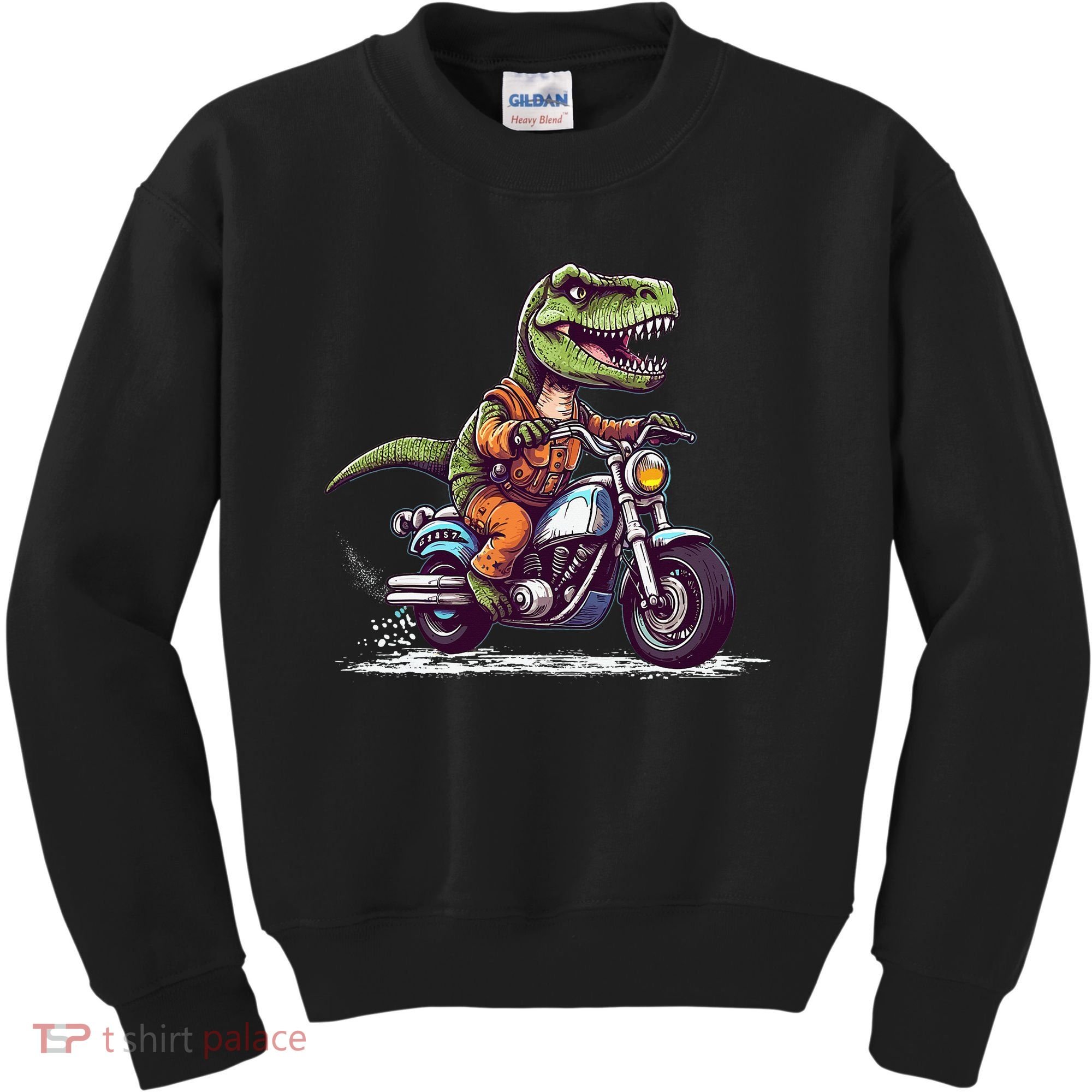 Biker T Rex On Motor Bike Dinosaur T Rex Riding Motorcycle Kids Sweatshirt