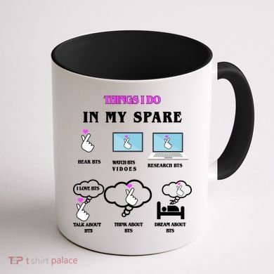 BTS Things I Do Spare Time Funny Coffee Mug back