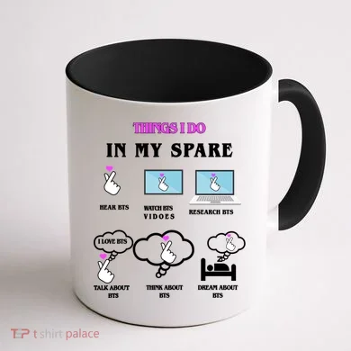 BTS Things I Do Spare Time Funny Coffee Mug back