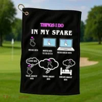 BTS Things I Do Spare Time Funny Golf Towel thumb 1