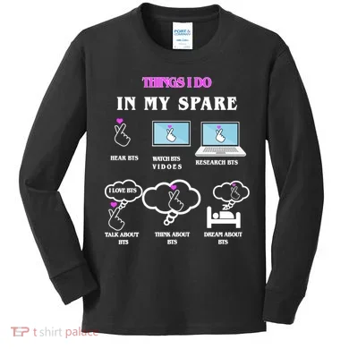 BTS Things I Do Spare Time Funny Kids Long Sleeve Shirt