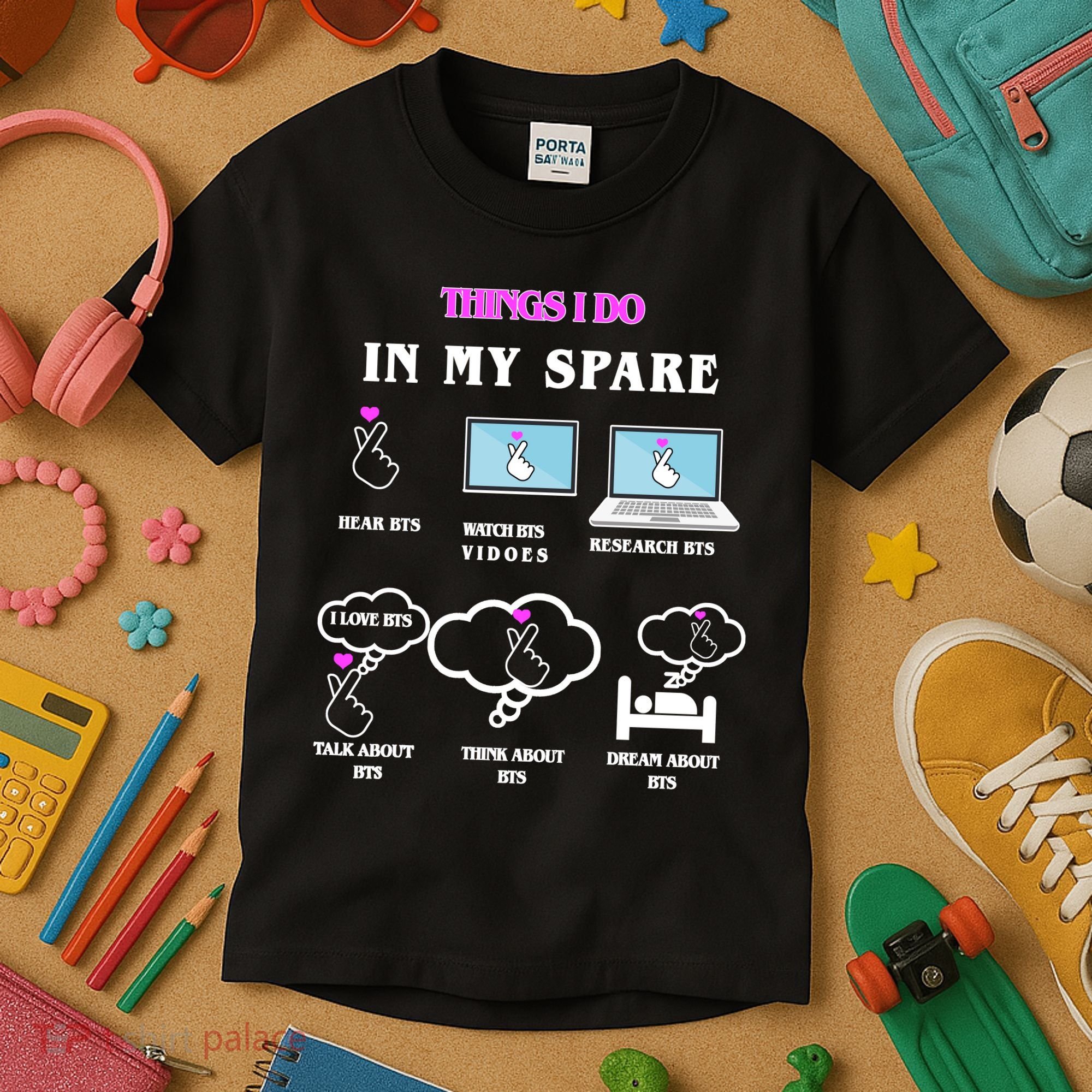 BTS Things I Do Spare Time Funny Kids T-Shirt