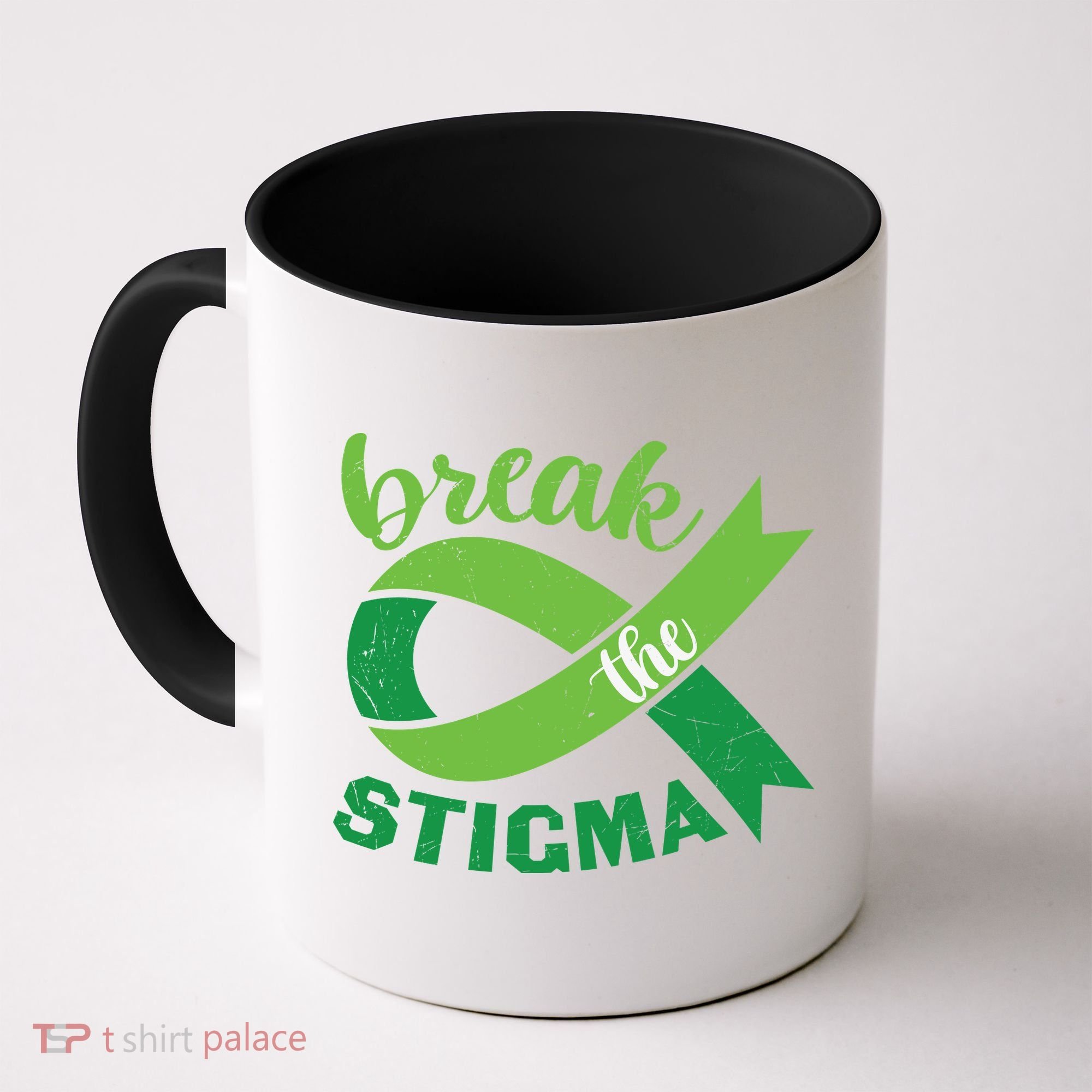 Break The Stigma Ribbon Mental Health Awareness Coffee Mug