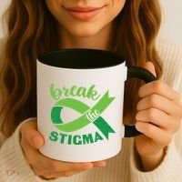 Break The Stigma Ribbon Mental Health Awareness Coffee Mug thumb 3