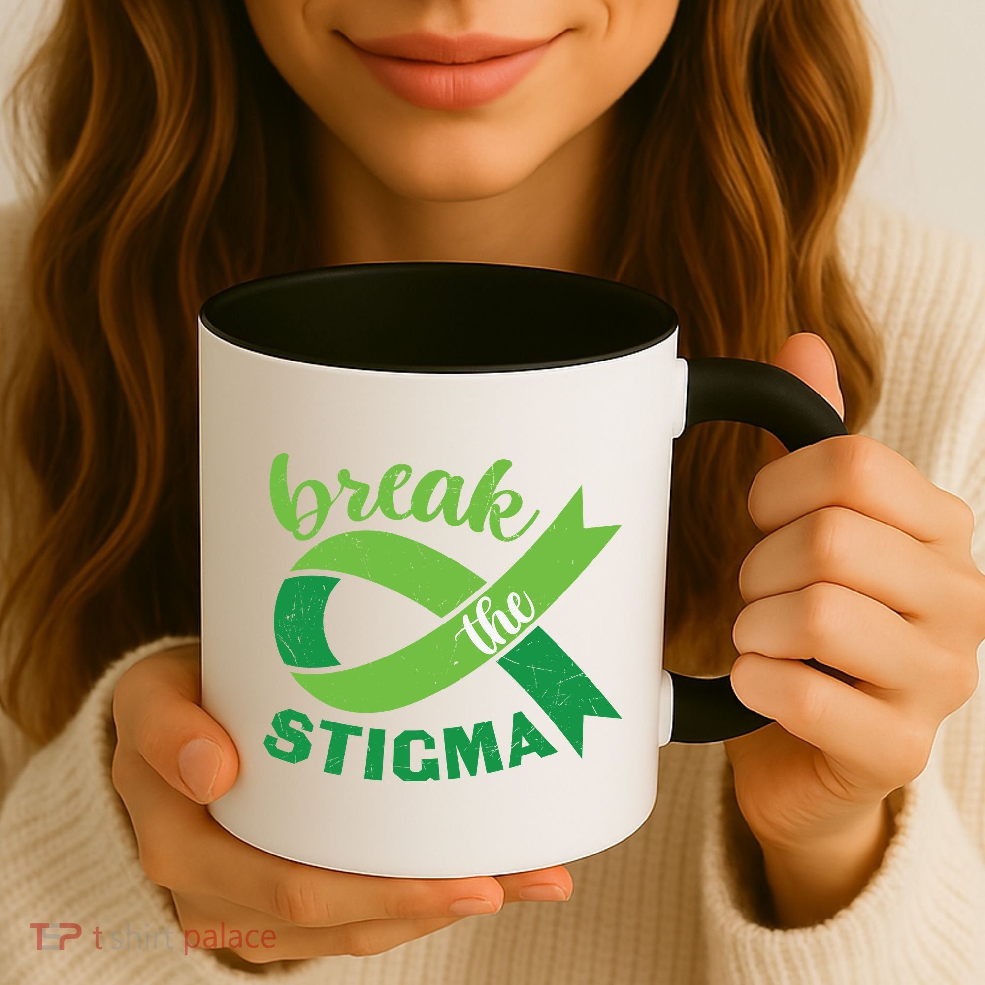 Break The Stigma Ribbon Mental Health Awareness Coffee Mug