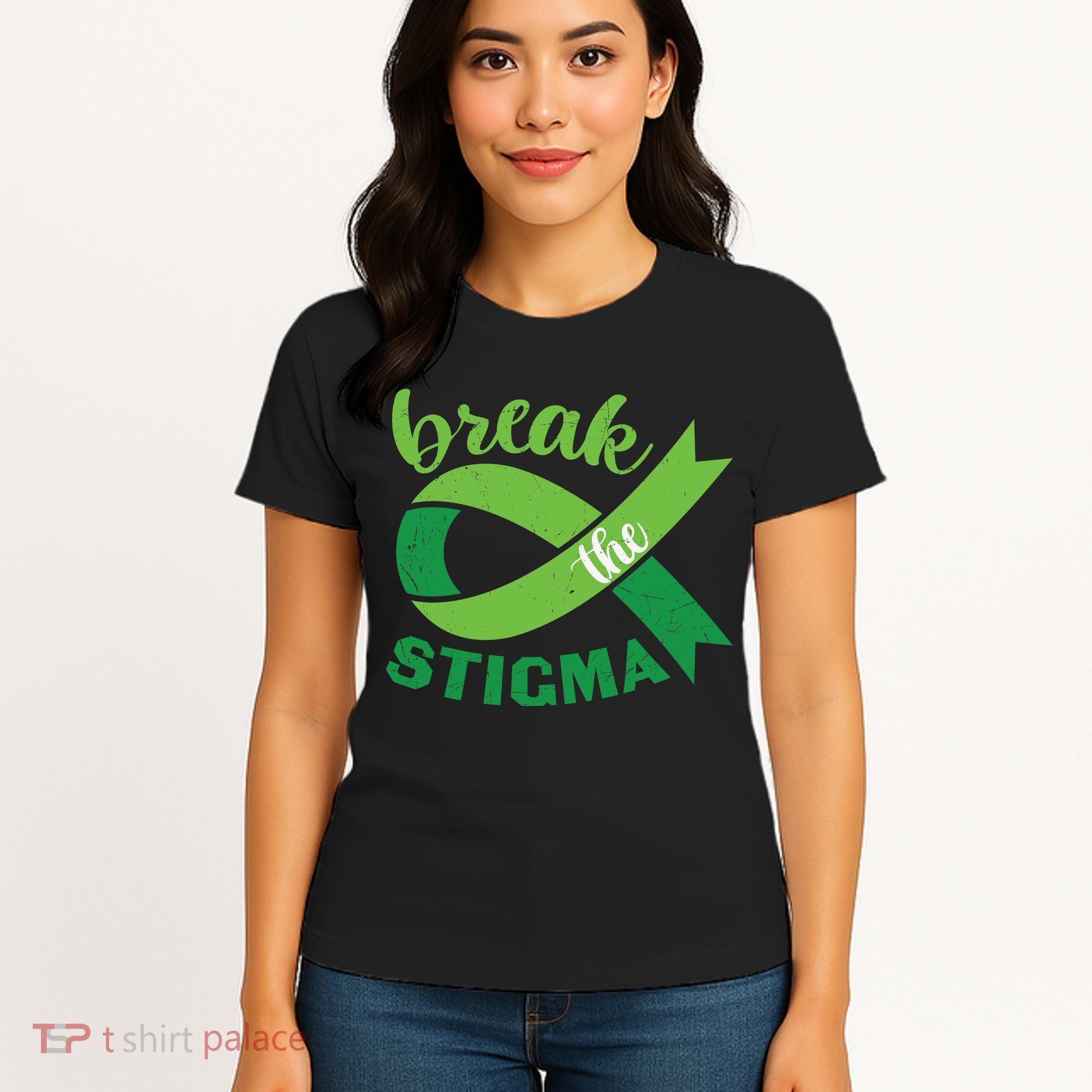 Break The Stigma Ribbon Mental Health Awareness Women's T-Shirt