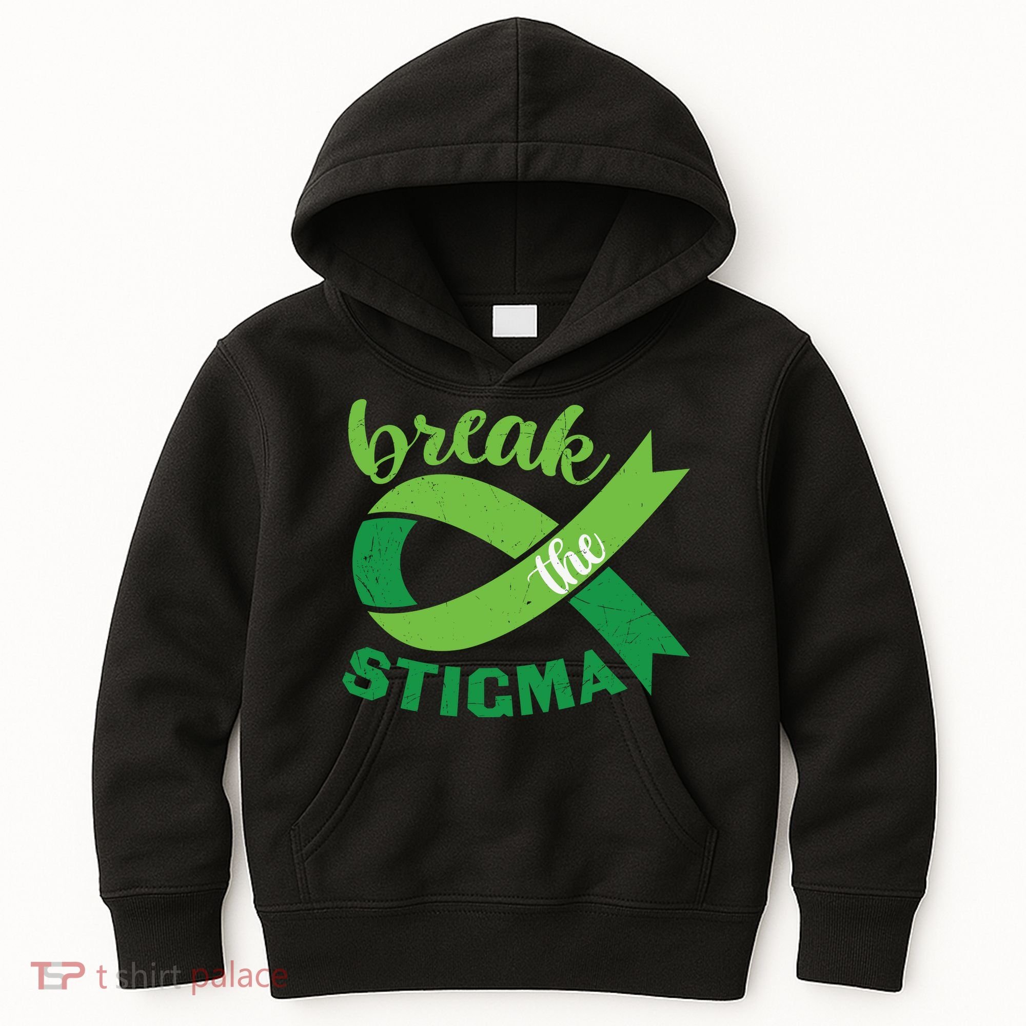 Break The Stigma Ribbon Mental Health Awareness Kids Hoodie