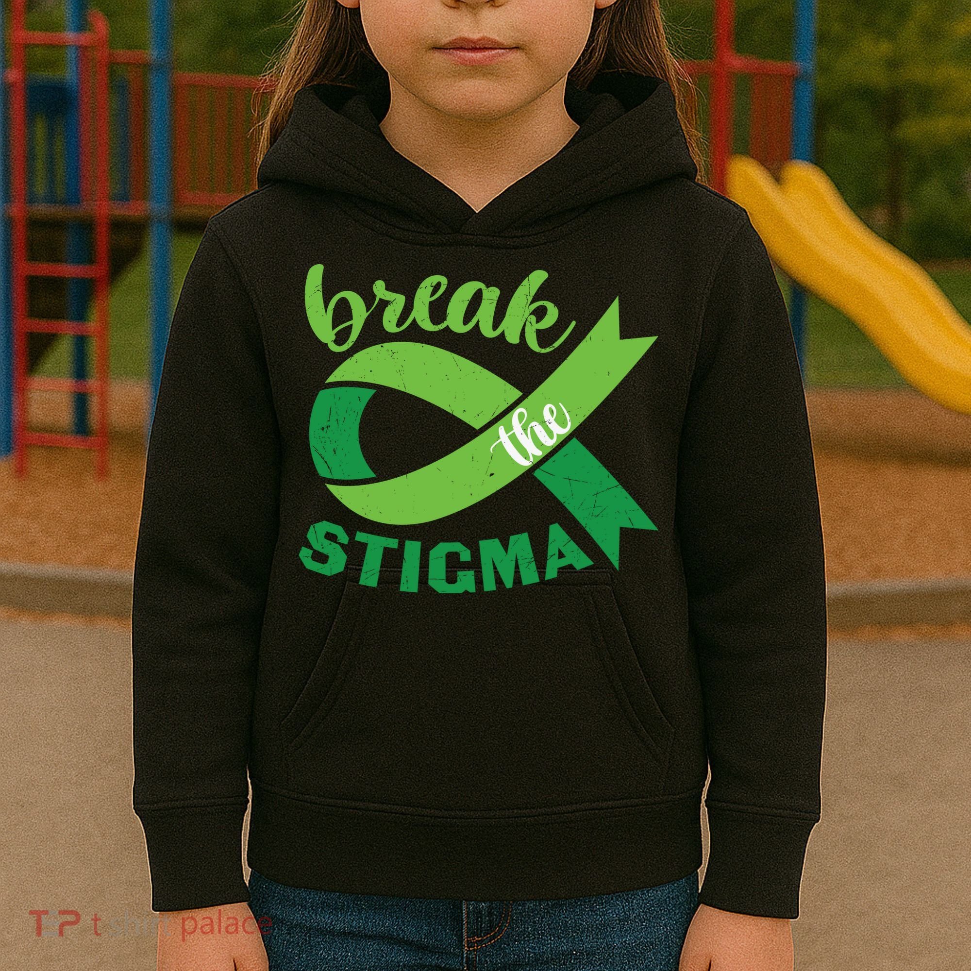 Break The Stigma Ribbon Mental Health Awareness Kids Hoodie