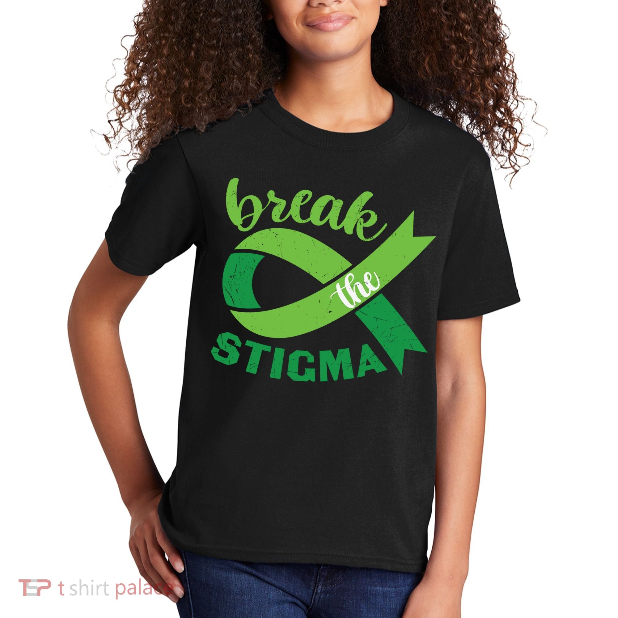 Break The Stigma Ribbon Mental Health Awareness Kids T-Shirt