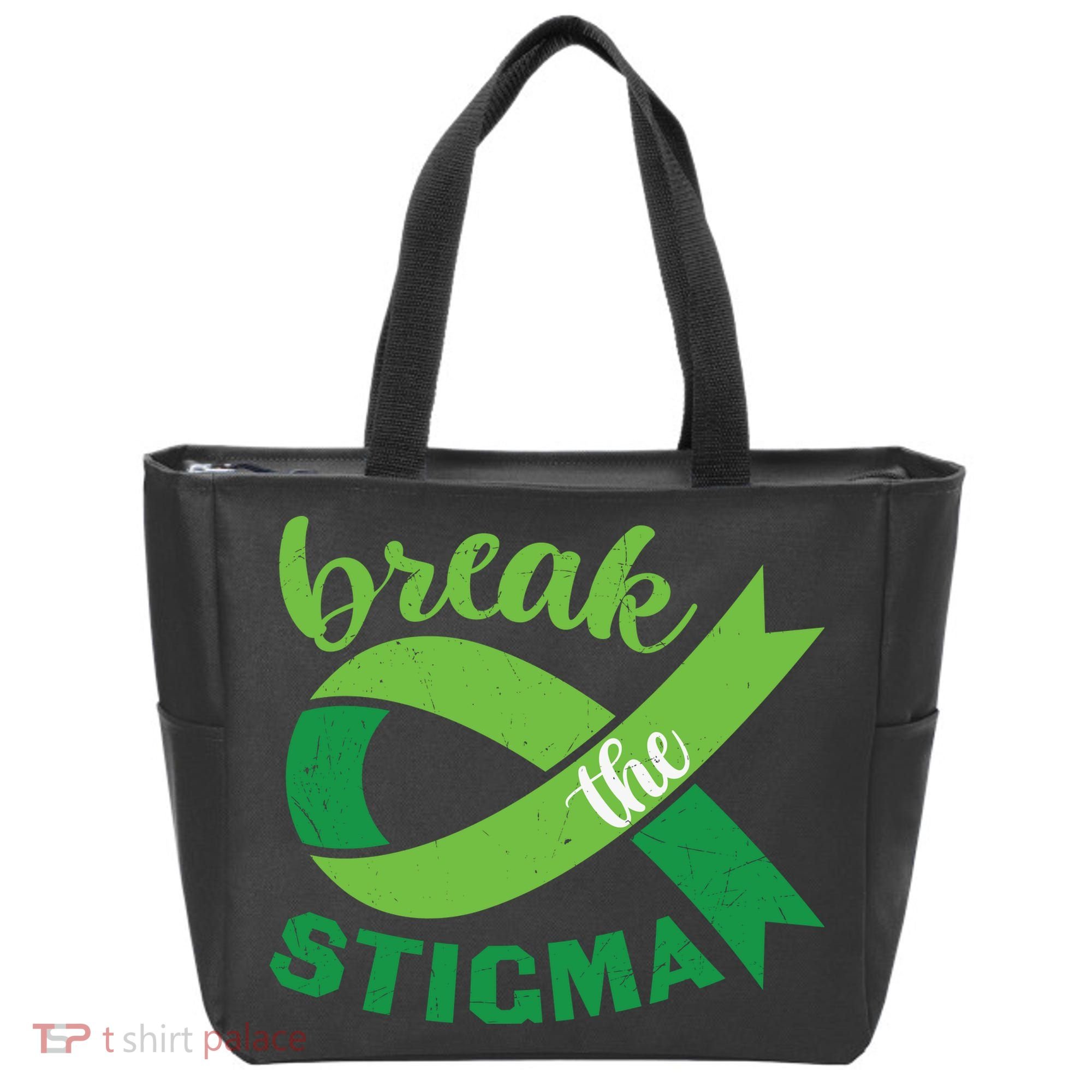Break The Stigma Ribbon Mental Health Awareness Tote Bag