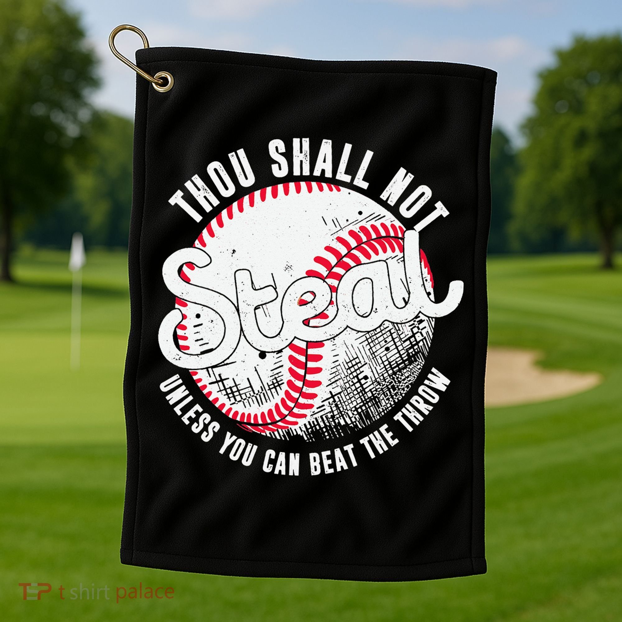 Baseball Thou Shall Not Steal Unless You Can Beat The Throw Golf Towel
