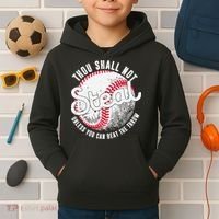 Baseball Thou Shall Not Steal Unless You Can Beat The Throw Kids Hoodie thumb 2