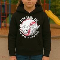 Baseball Thou Shall Not Steal Unless You Can Beat The Throw Kids Hoodie thumb 3