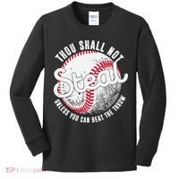 Baseball Thou Shall Not Steal Unless You Can Beat The Throw Kids Long Sleeve Shirt thumb 0