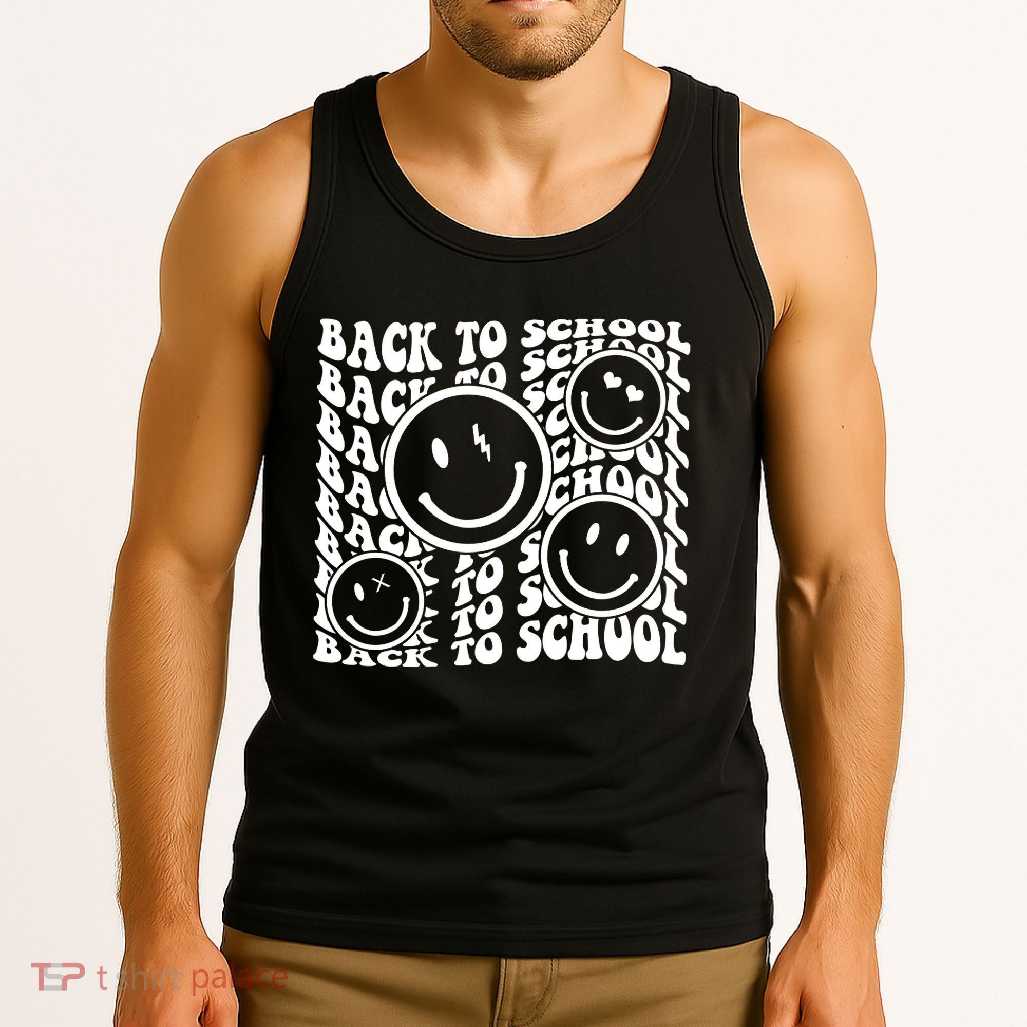 Back To School Retro Smile Face Tank Top