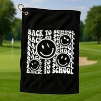 Back To School Retro Smile Face Golf Towel thumb 1