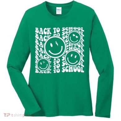 Back To School Retro Smile Face Women's Long Sleeve Shirt