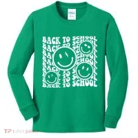 Back To School Retro Smile Face Kids Long Sleeve Shirt thumb 0